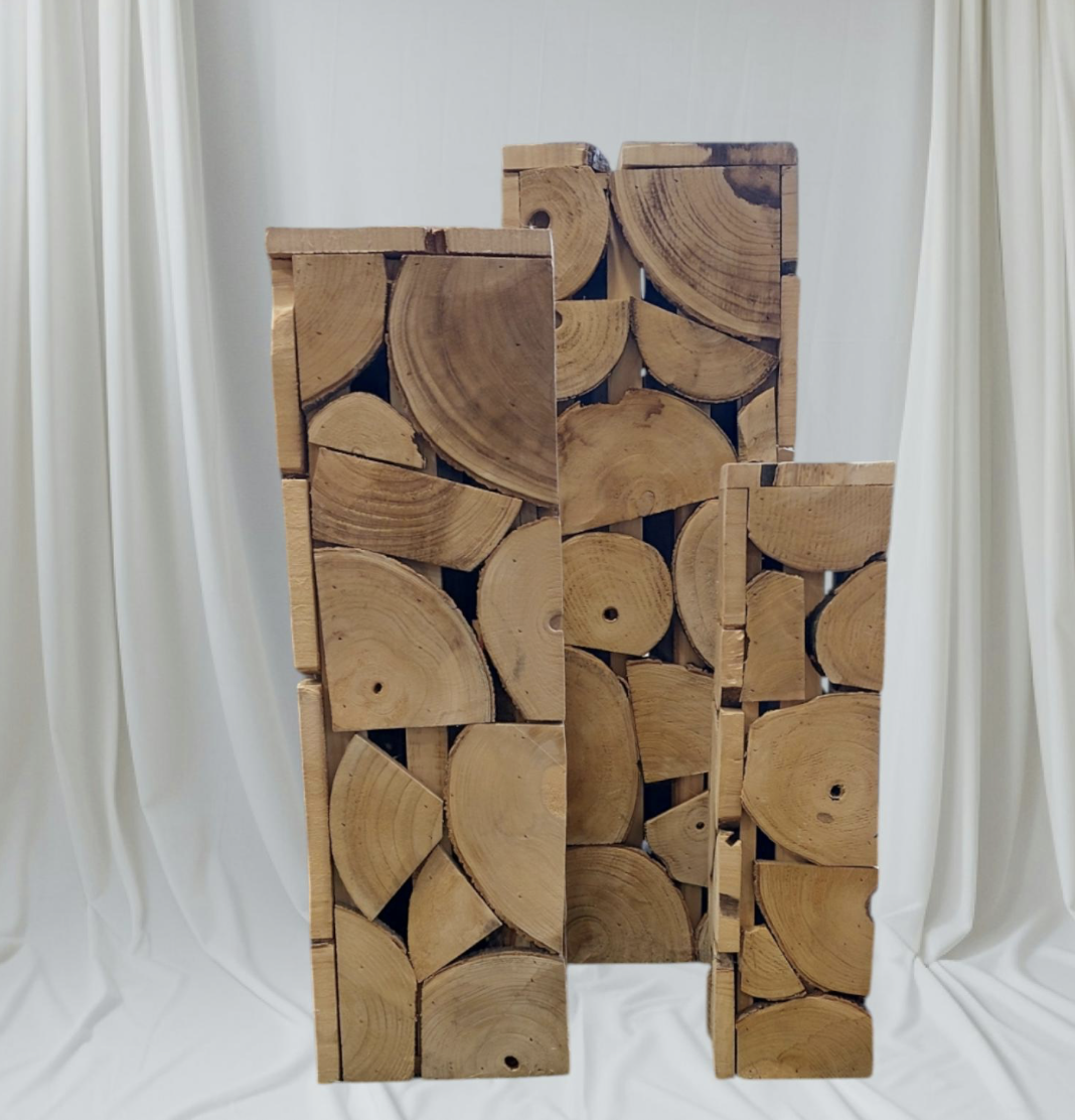 Colonnes en bois « effet Rondin » (lot de 3)